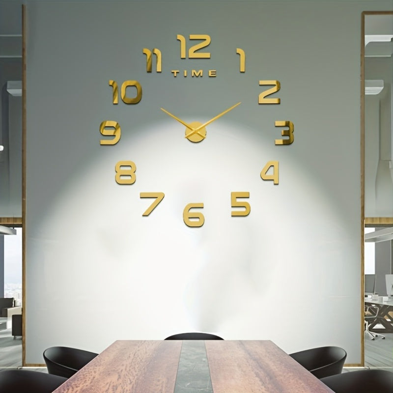 Large Modern 3D Wall Clock with Mirror Numbers - Adjustable Size, Easy to Assemble, Battery-Powered, Perfect for Living Room or Home Office Decor, Stylish Wall Clock, Minimalist Wall Clock, Durable Material, Highquality Acrylic, Easy Assembly Clock