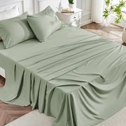 4pcs 2200TC Cooling Bamboo Bed Sheet Set Summer Chill Collection-16" Deep Pocket - Silky Soft Luxury Bedding W/ Flat Sheet, Fitted Sheet & Pillowcases (Beat The Hea Stay Cool All Night) Queen Size ...