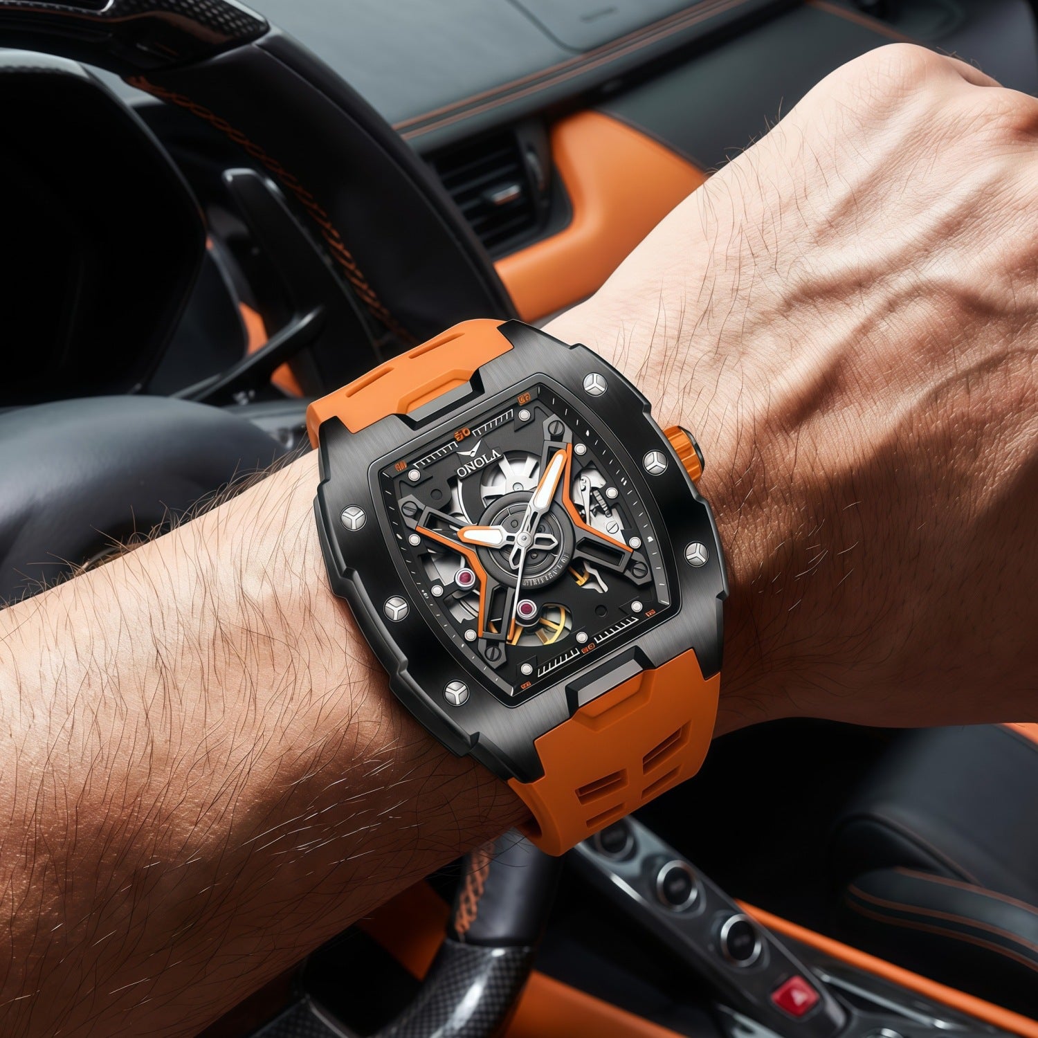 Mechanical Watch with Silicone Strap and Water Resistance