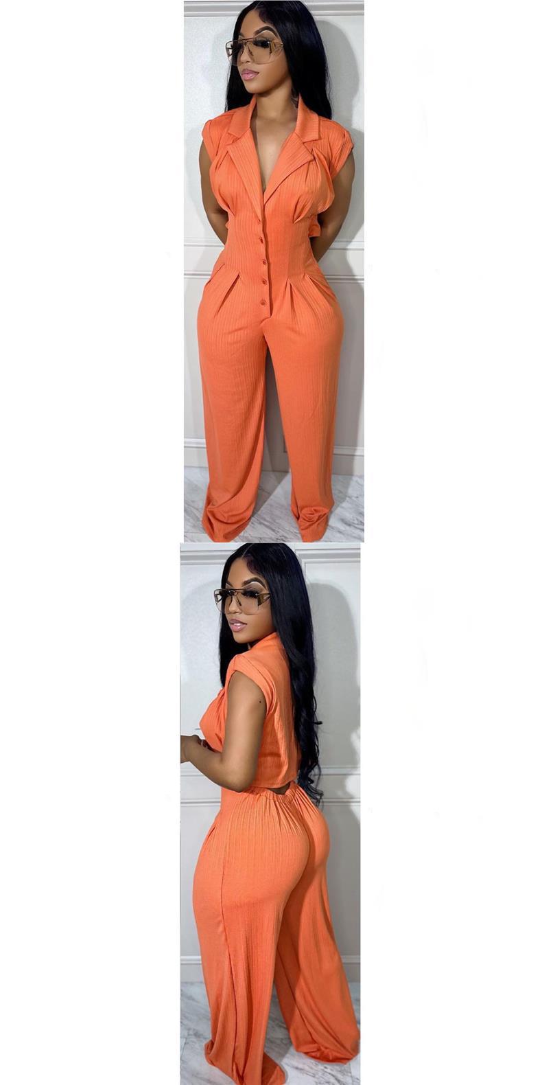 Chic Short Sleeve Stand Collar Wide Leg Jumpsuit