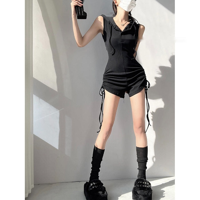 Hooded One-Piece Romper with Shorts