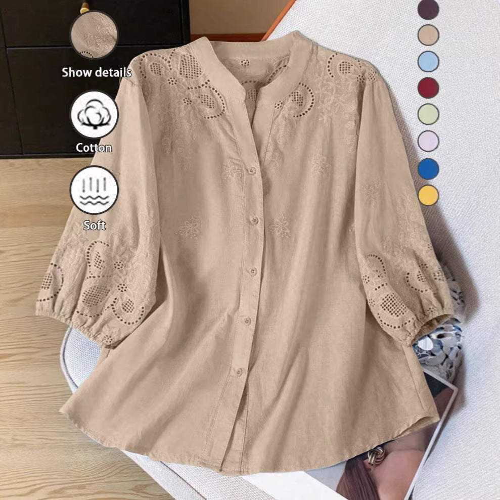 Casual Khaki Loose-Fit Shirt for Women