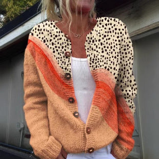 Geometric 3D Print Casual Cardigan Sweater