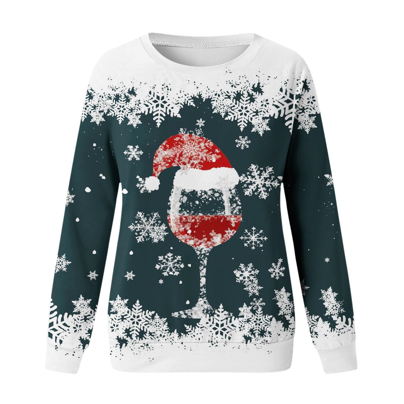 Festive 3D Print Christmas Women's Casual Crewneck Sweater