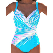 Swimsuit Slanted Stripe Cross Pleating