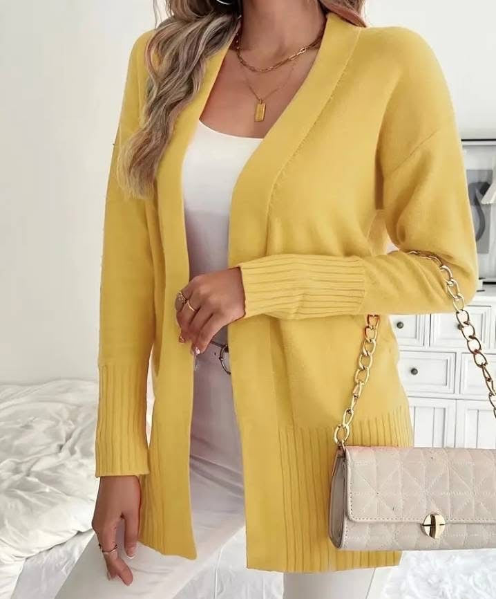 European and American Plus-size Women's Solid Color Large Pocket Sweater Coat