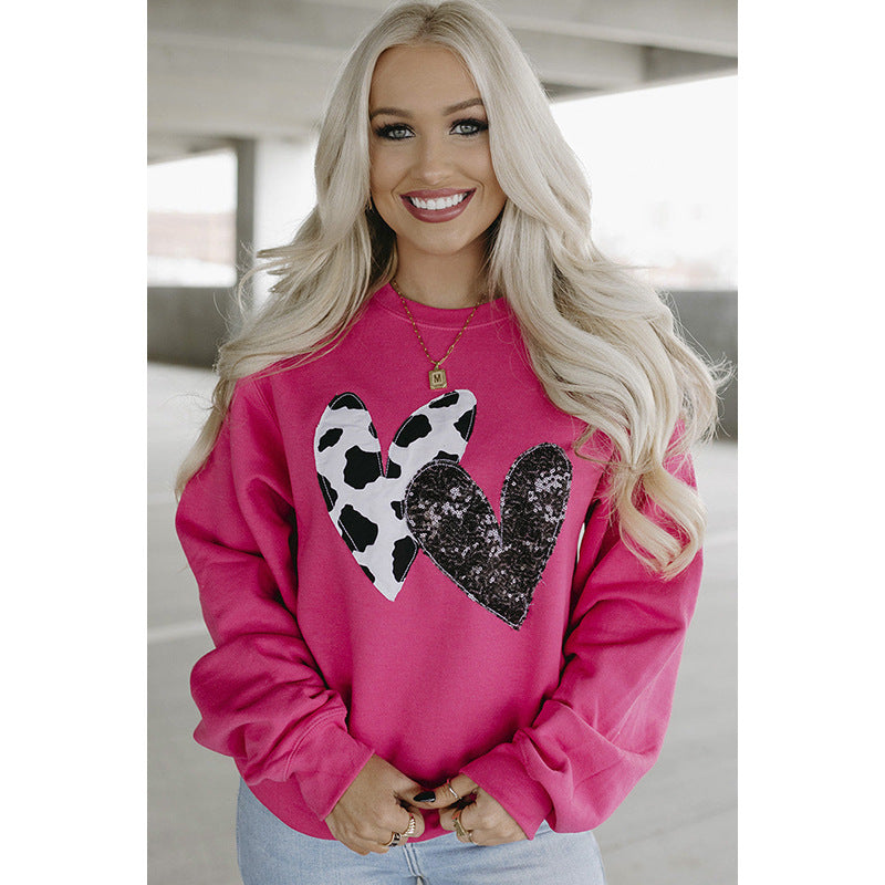 Women's Loose Printed Round Neck Long Sleeve Sweater