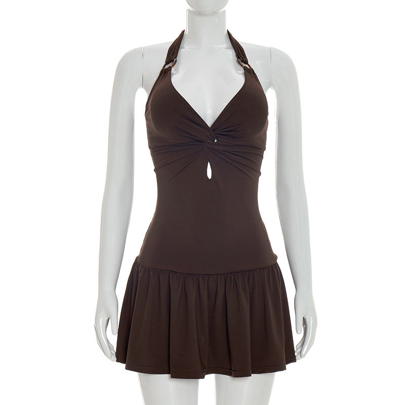 Chic Backless Knot-Tie A-Line Mini Dress