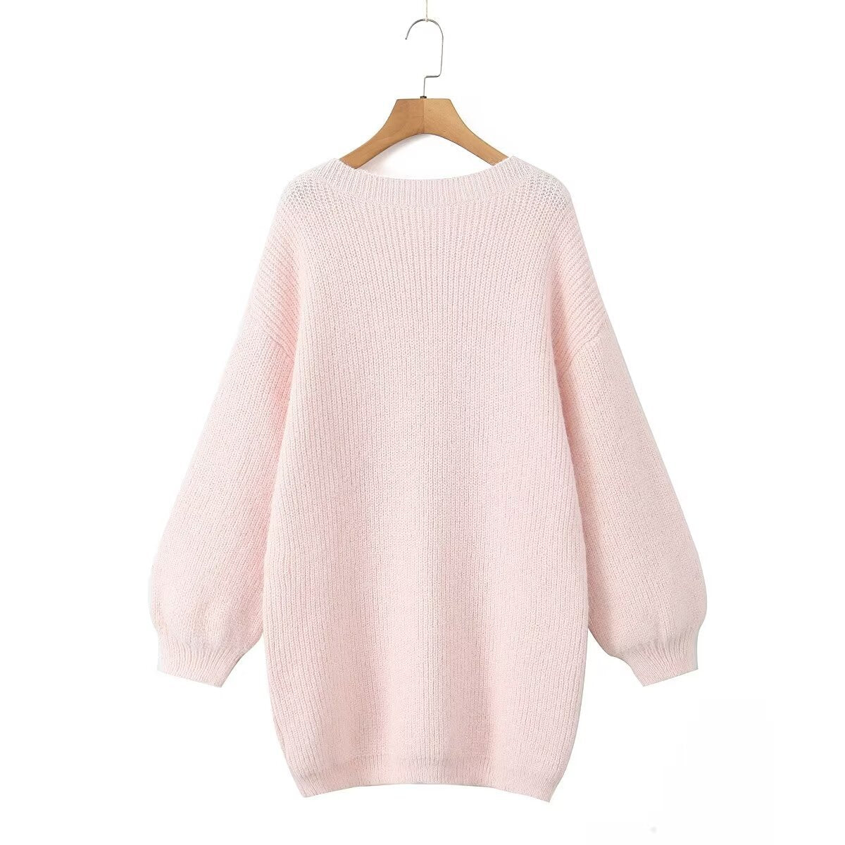 V-neck Backless Lace-up Midi Sweater for Women