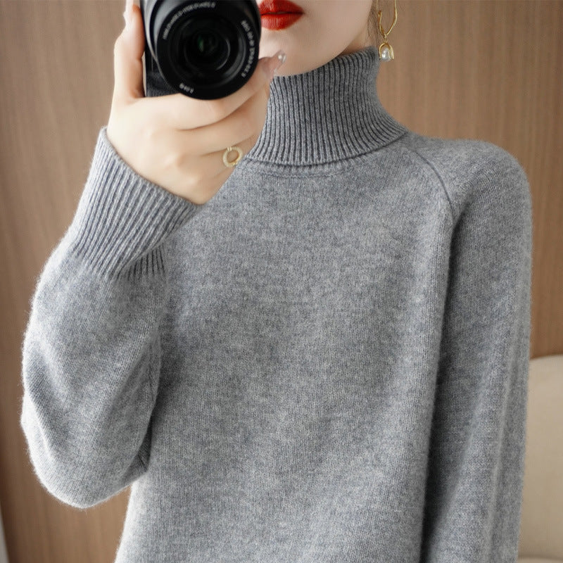 Women's Fashion High Collar Knitted Sweater