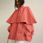 Women's Fashionable Plaid Loose Shirt Top