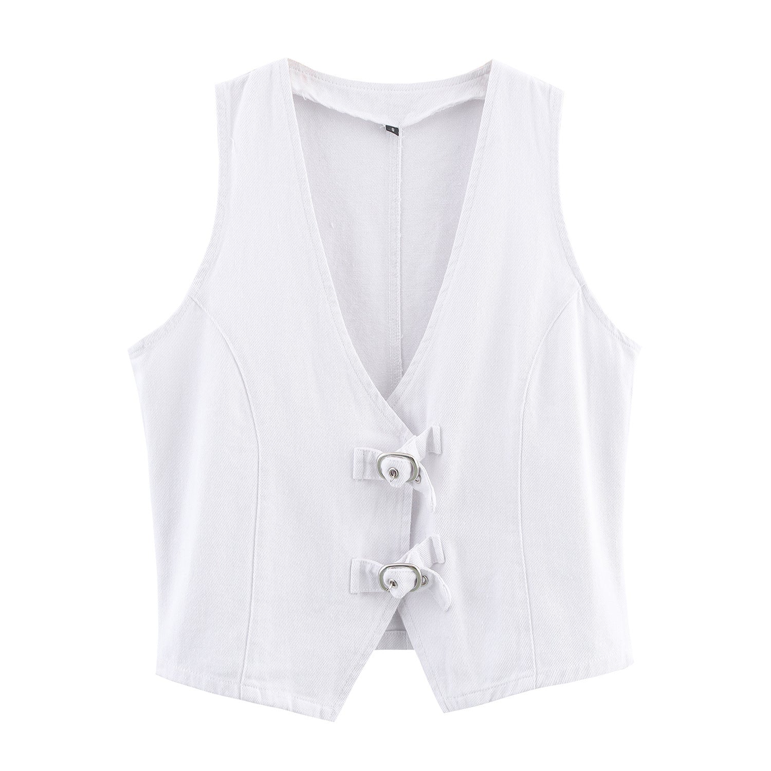 Slim-Fit Denim Vest – Sleeveless White Top for Women