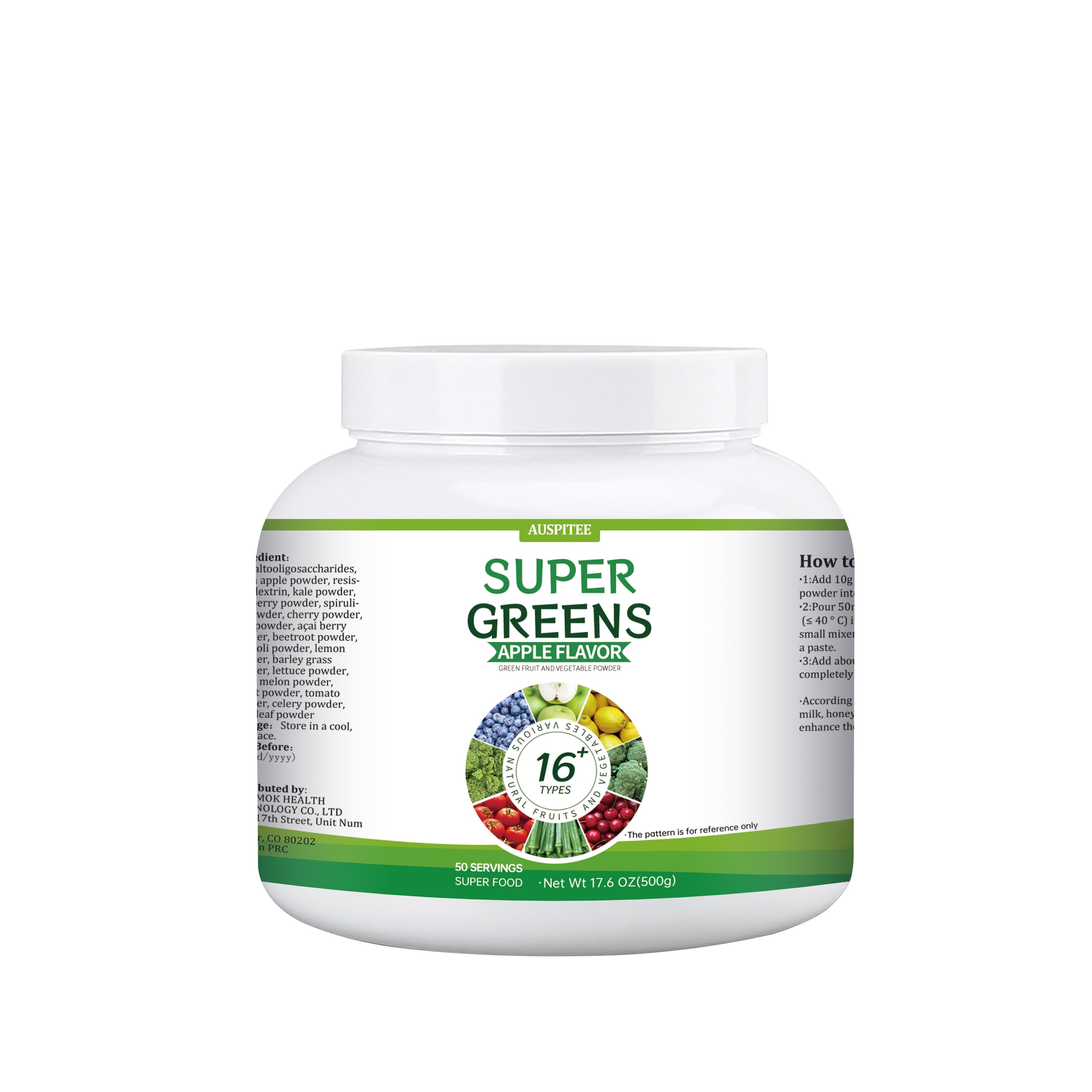 Fruit and Vegetable Superfood Powder, 17.6 oz, Lemon Apple Cherry Acai Kale Beetroot
