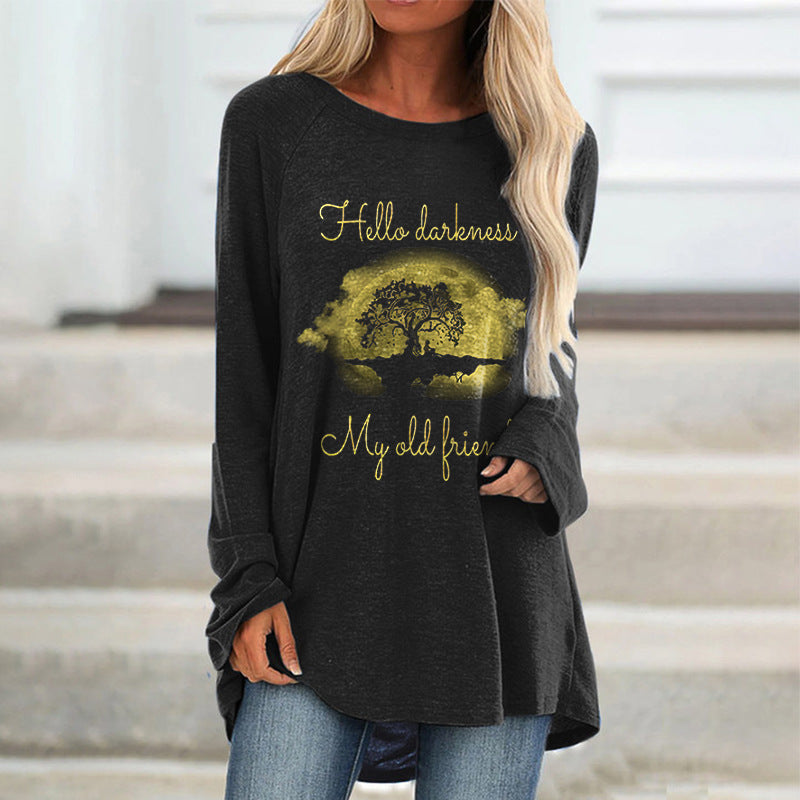 Retro 3D Print V-Neck Tee Casual Vintage Women's Top