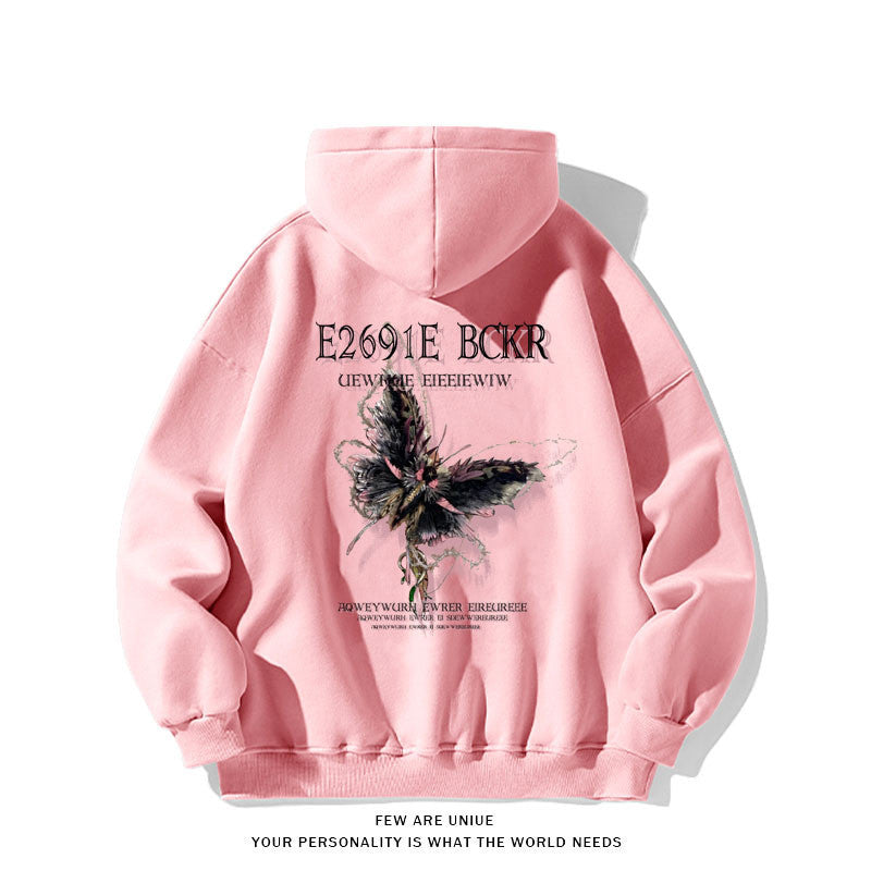 Retro Butterfly Print Mid-Length Casual Cotton Sweater