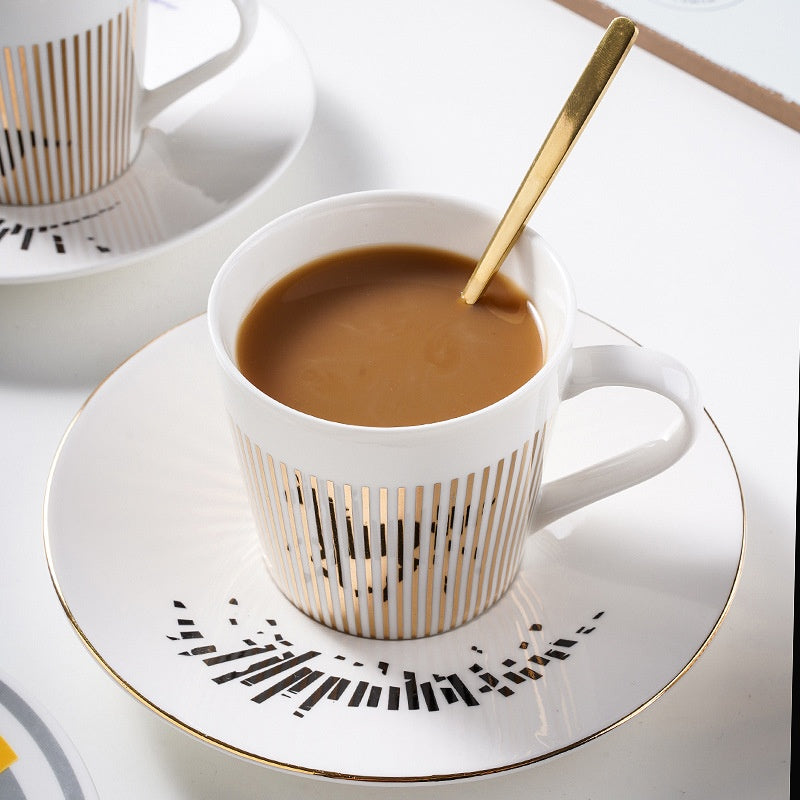 Unique Stripe Pattern Ceramic Coffee Cup