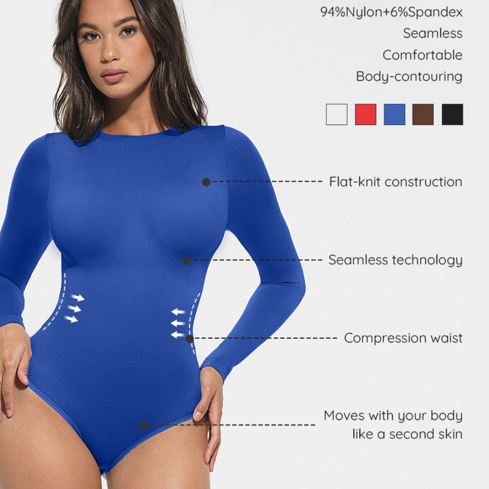 Seamless Shaping Round Neck Snap Crotch Bodysuit