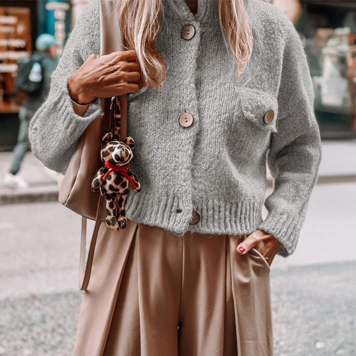Womens Casual Knitted Long-sleeve Coat Sweater