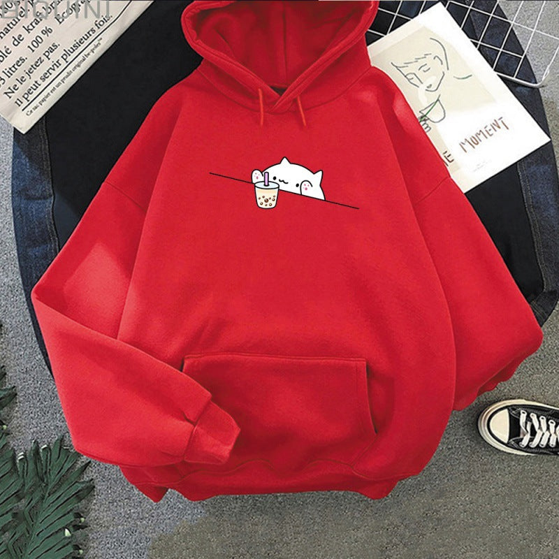 Cozy Streetwear Letter Print Women's Hooded Sweatshirt