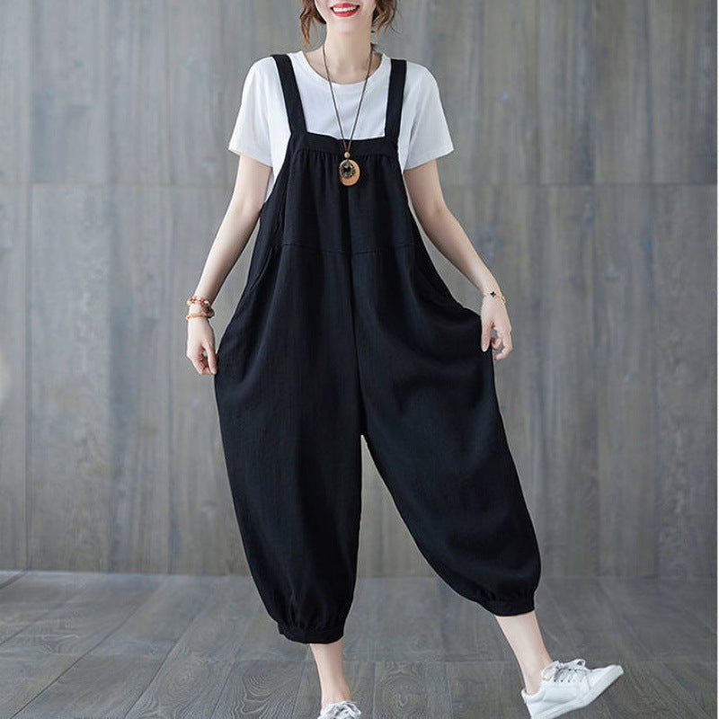 Patchwork Harem Overalls Versatile Jumpsuit