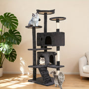 Multi-Level Cat Tree Tower - 54/70", Durable Plywood, Space-Saving, Scratching Posts, Cozy Condos, Fun Jumping Platforms