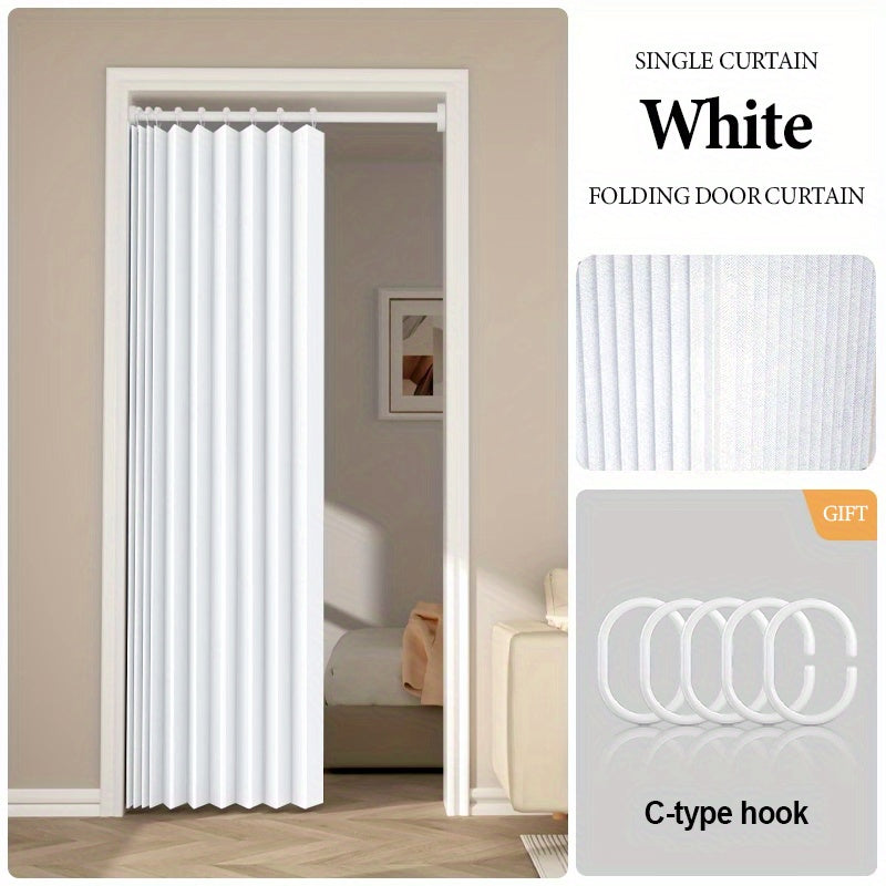 [Modern Accordion Door Curtain] 1pc Modern Minimalist Accordion Door Curtain | Foldable Windproof Partition with Hooks & Storage Straps, Polyester Decor for Living Room, Bedroom, Kitchen - Multiple…