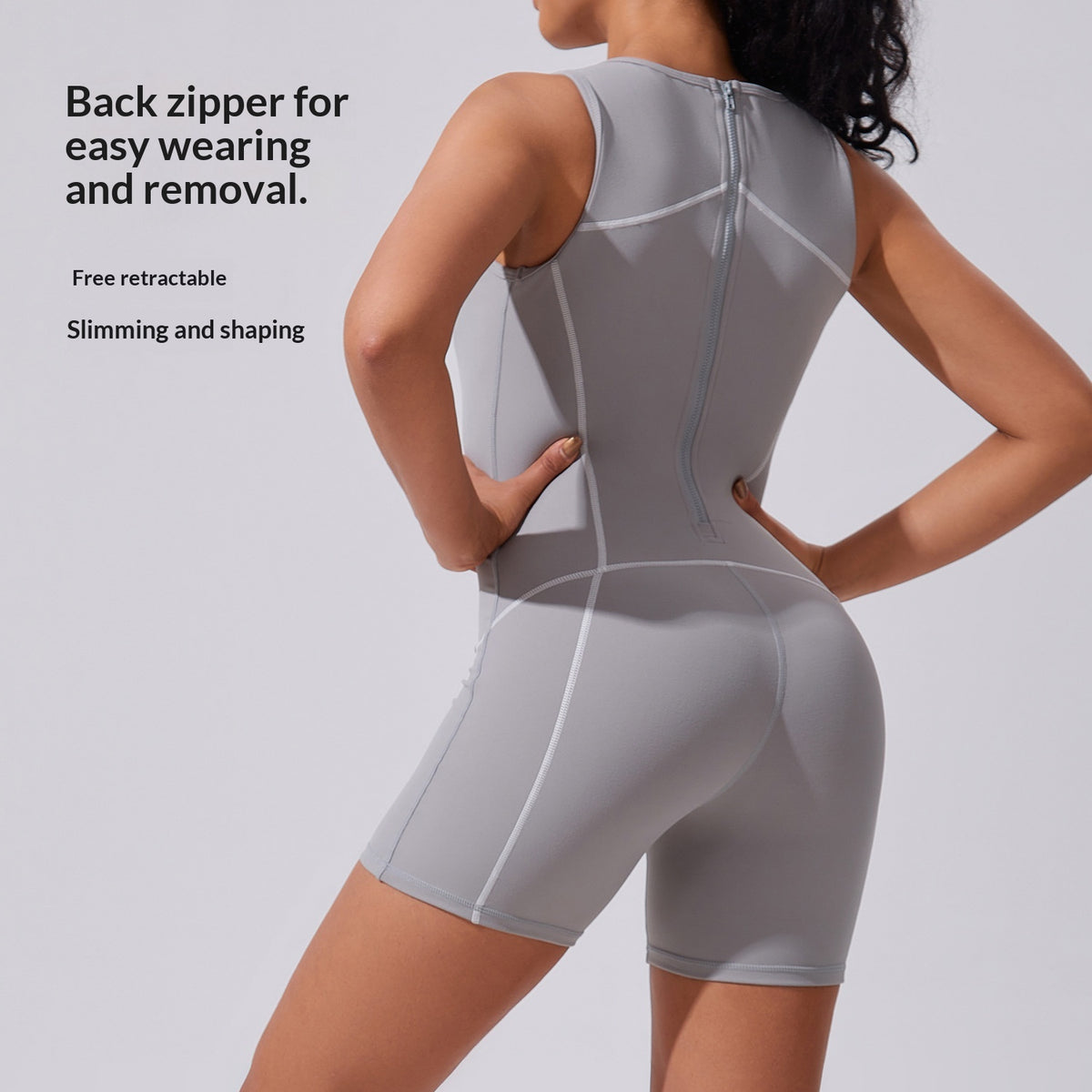 Women's Contrast Color Zipper Yoga Jumpsuit