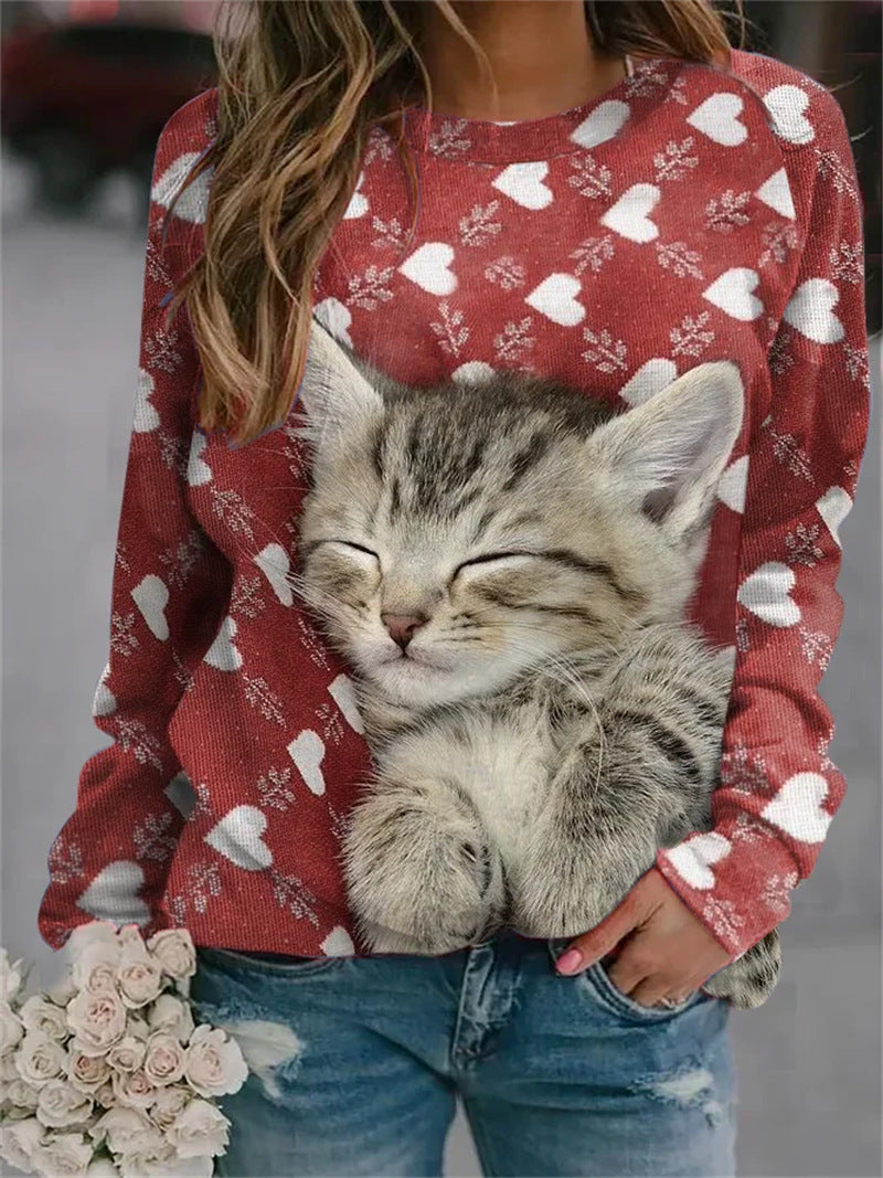 Women's Loose Animal Print Long Sleeve Sweatshirt