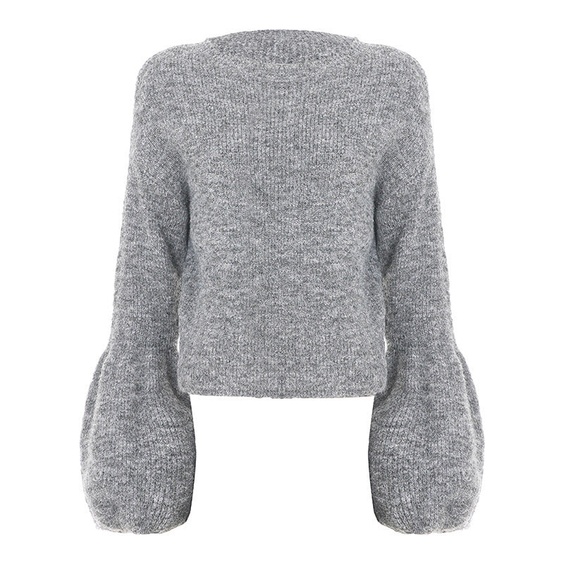 French Chic Style Retro Round Neck Loose and Versatile Knitted Top