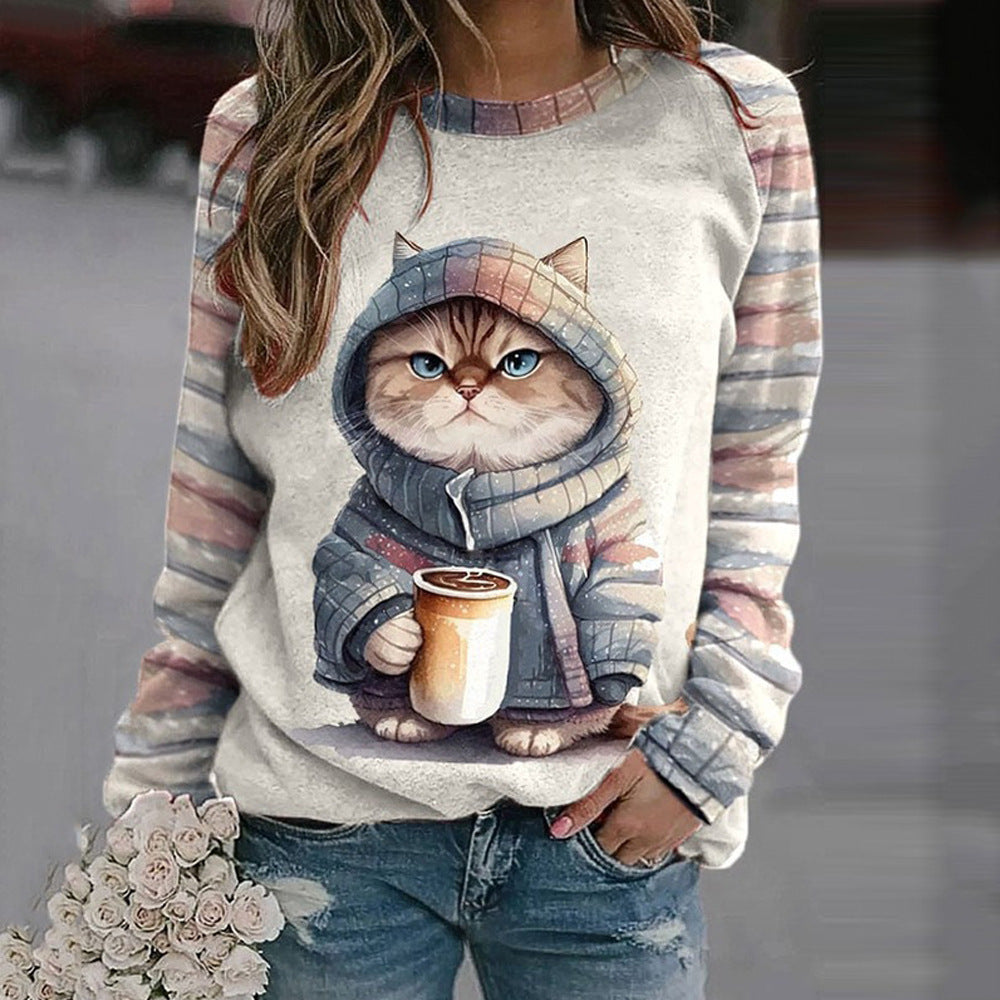 3D Printed Cat Casual Long Sleeve Hoodie Sweatshirt
