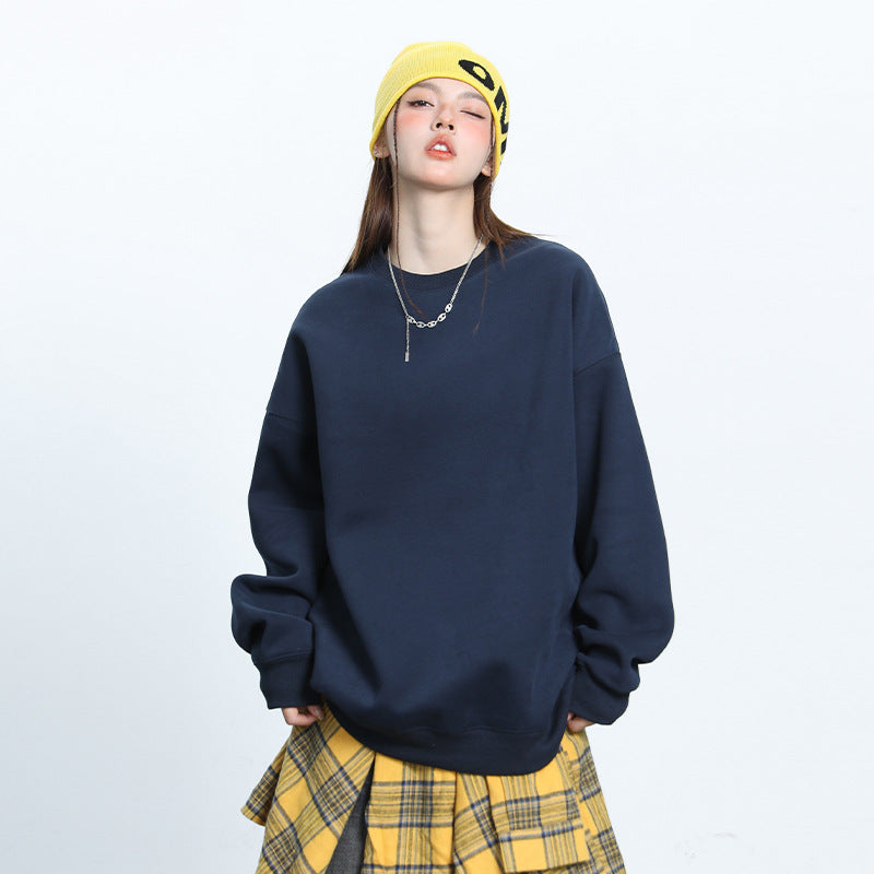 Cozy Loose Long-Sleeve Couple's Pullover Sweatshirt