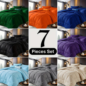 5/7pcs Luxurious Checkered Comforter, Soft Microfiber, Lightweight, Breathable, Easy Care-And Bed In A Bag Convenience for All Seasons, with Comforter, Flat Sheet, Fitted Sheet, And Pillowcases, Be...