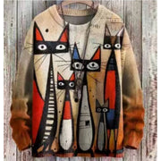 Women's Abstract Print Drop-Shoulder Casual Pullover Sweater