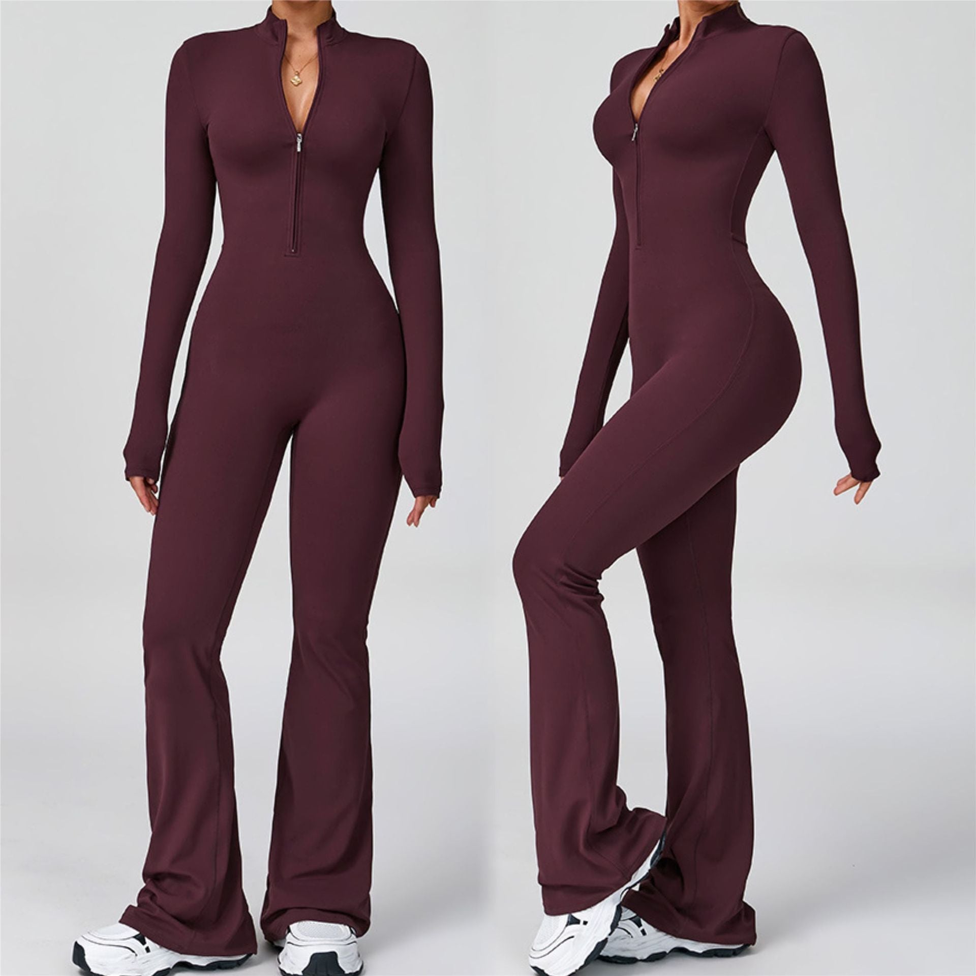 Men's Striped Fitness Zip-Up Yoga Jumpsuit