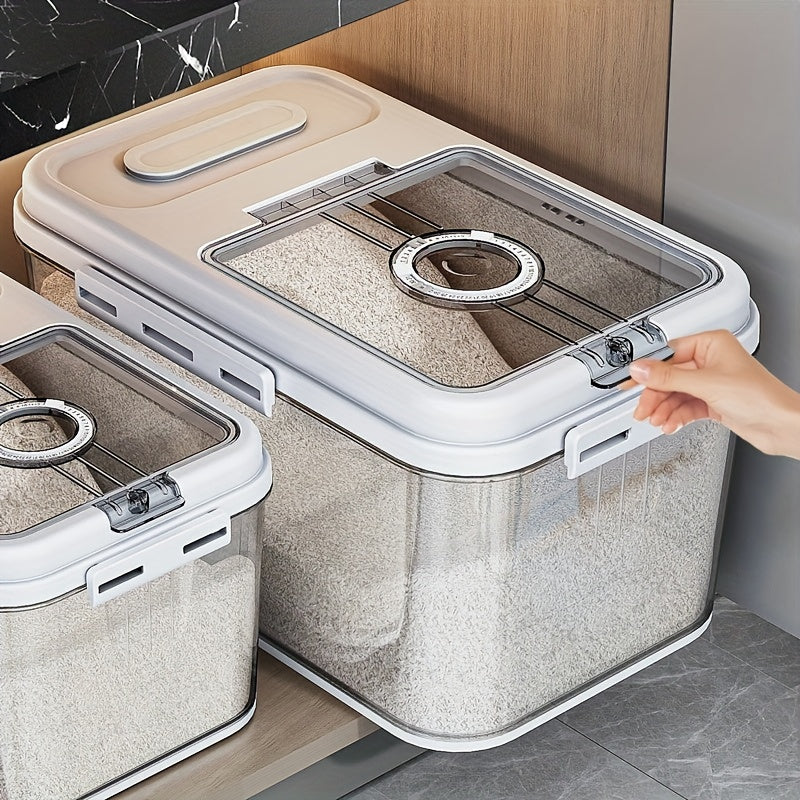 2 Sizes Airtight Food Storage 2 Sizes Airtight Food Storage Containers Set - 10.8L & 7.8L, PET Square Flip Top Rice Canister, Reusable, Insect & Moisture Proof, Hand Washable, Sealable Grain Dispen...