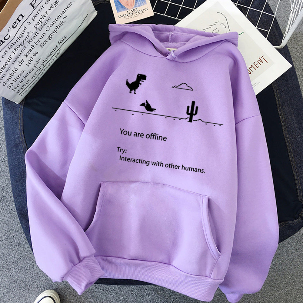 Retro Dinosaur Print Casual Women's Pullover Sweater