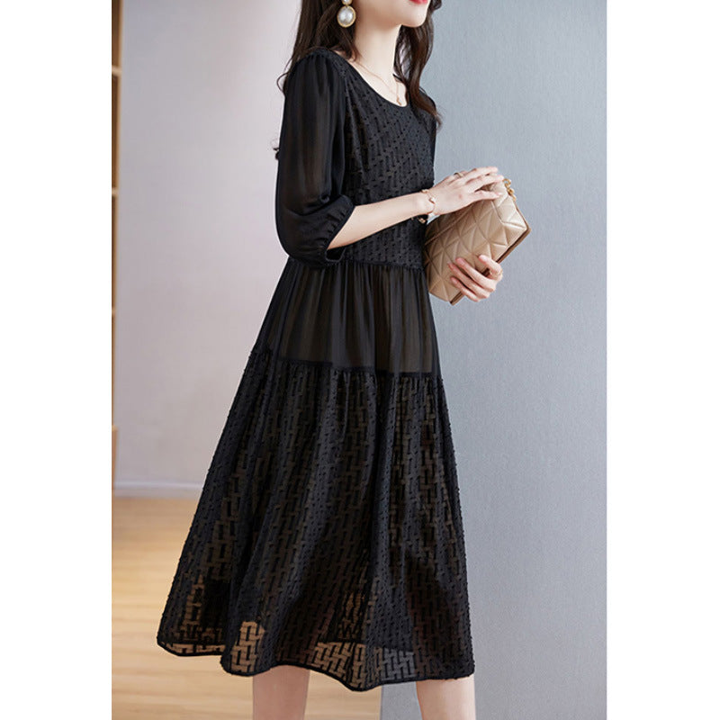Elegant Silk Puff Sleeve A-Line Mini Dress