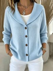 Womens Knitted Button-up Polo-neck Sweater
