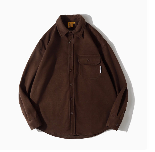 Girls' Solid Color Long-sleeved Casual Shirt Jacket