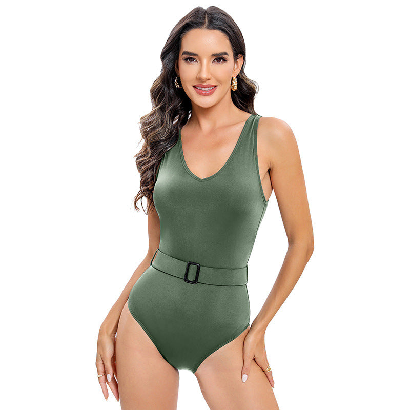 Belly Covering Conservative One-piece Swimsuit Women's Sling