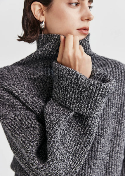 High-necked Chiffon All-wool Heavyweight Sweater