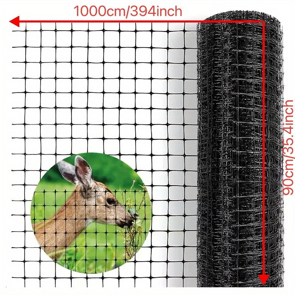 Black UV-Resistant Garden Fencing Net – 90 cm x 10 m Plastic Mesh Barrier