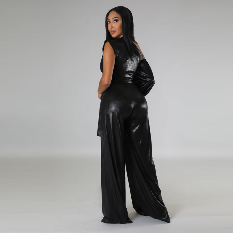 Chic Bell-Sleeve Wide-Leg Evening Jumpsuit