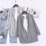 Stand Collar Double-layer Yarn Long Sleeve Blouse Loose