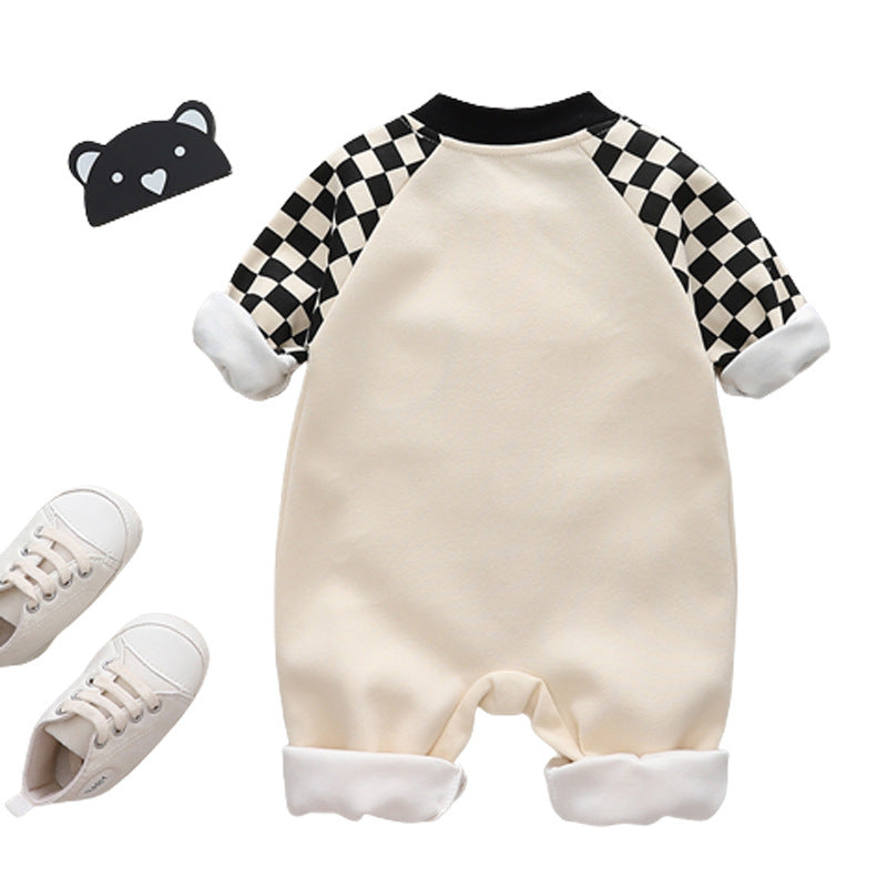 Cute Cartoon Print Long-Sleeve Baby Jumpsuit