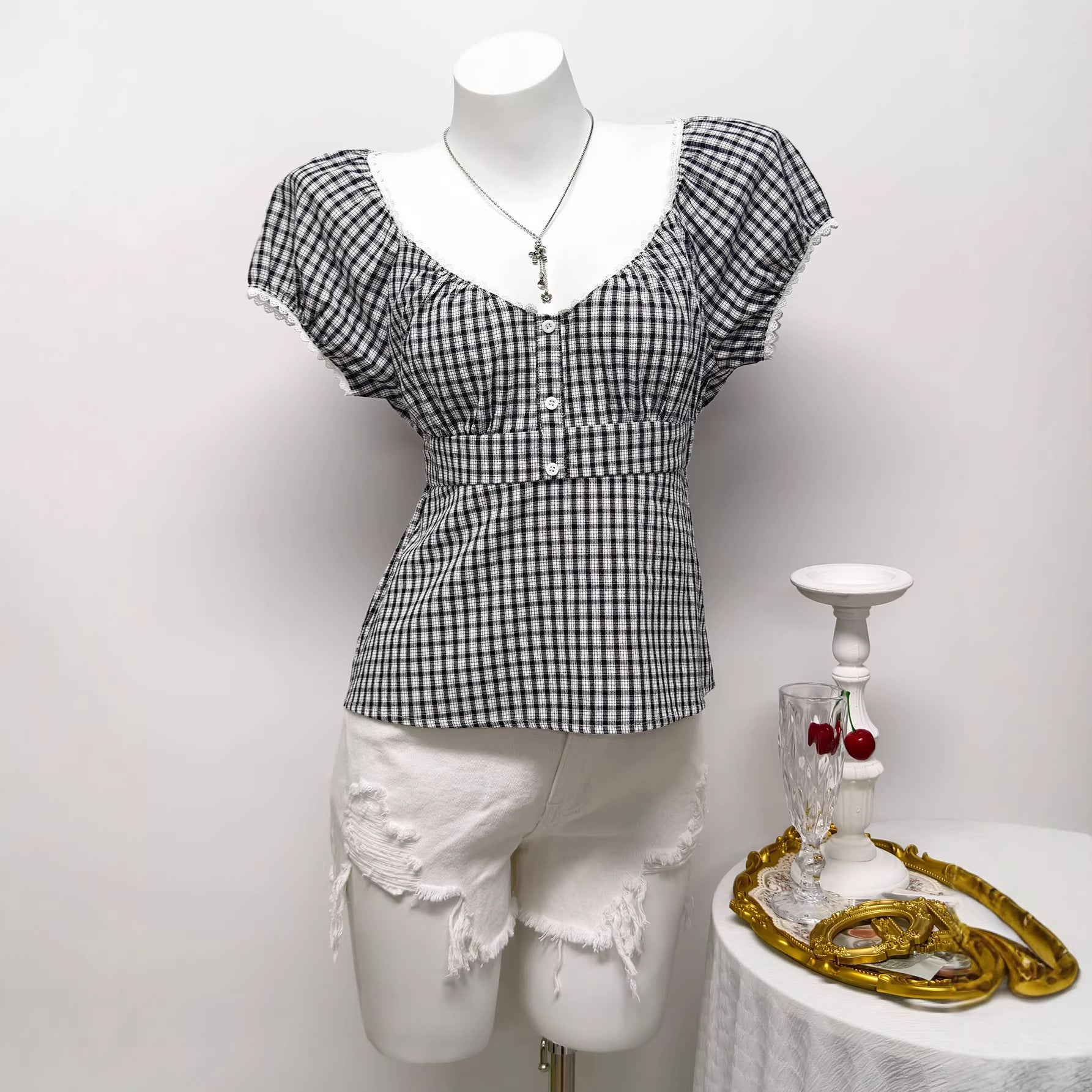 Casual Plaid Short‑Sleeve Women’s Summer T‑Shirt – Easy‑Care
