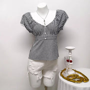 Casual Plaid Short‑Sleeve Women’s Summer T‑Shirt – Easy‑Care
