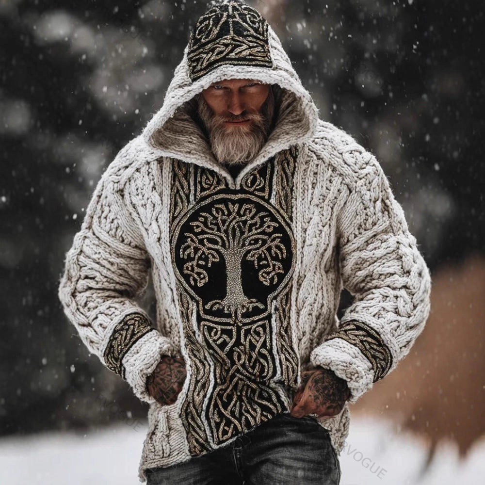 Autumnwinter Hooded Knitwear 3d Digital Print Unisex Crew-neck Pullover Sweater for Men and Women