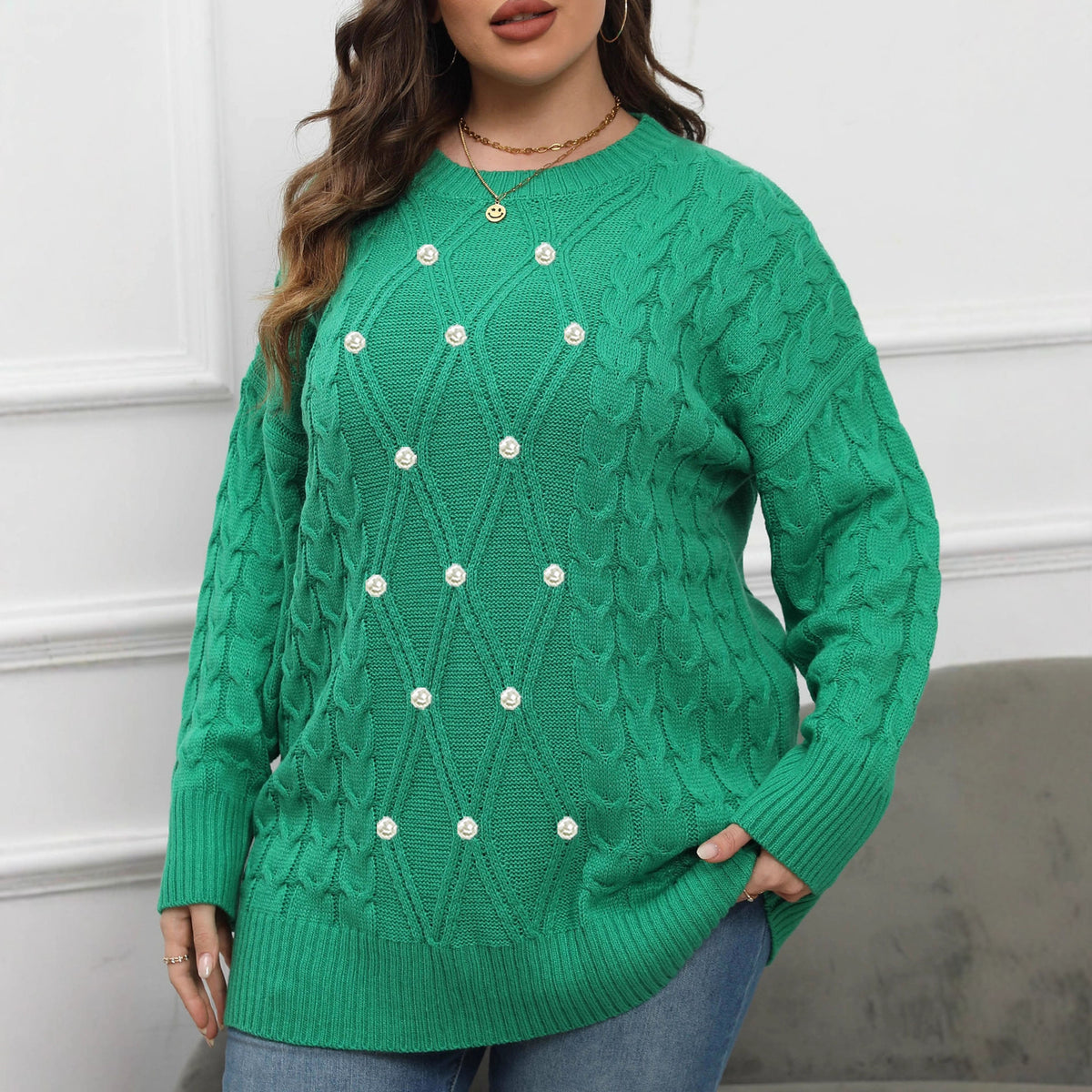 Womens Round-neck Knitted Pullover Top