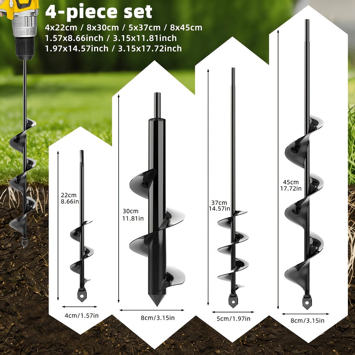 Heavy‑Duty Gardening Spiral Drill Bit – Bulb Planting Tool for Digging Holes, Squat‑Free Spiral Drilling, Multi‑Size Options